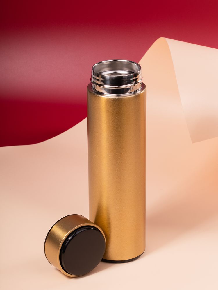 Смарт-бутылка с заменяемой батарейкой Long Therm, золотистая — изображение 12