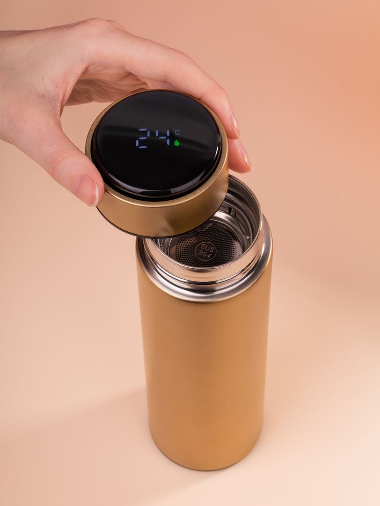 Смарт-бутылка с заменяемой батарейкой Long Therm, золотистая — изображение 13