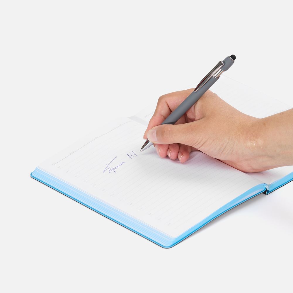 Ручка шариковая Pointer Soft Touch со стилусом, серая — изображение 5