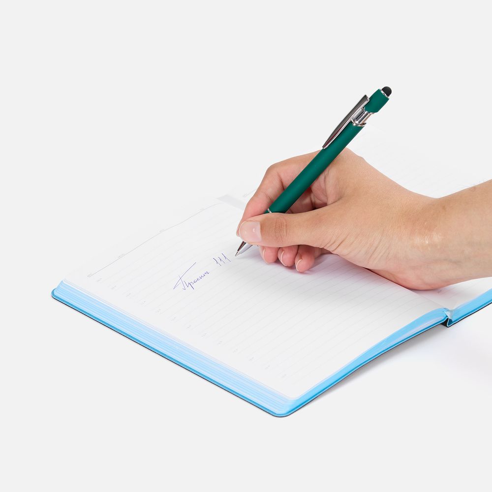 Ручка шариковая Pointer Soft Touch со стилусом, зеленая — изображение 5