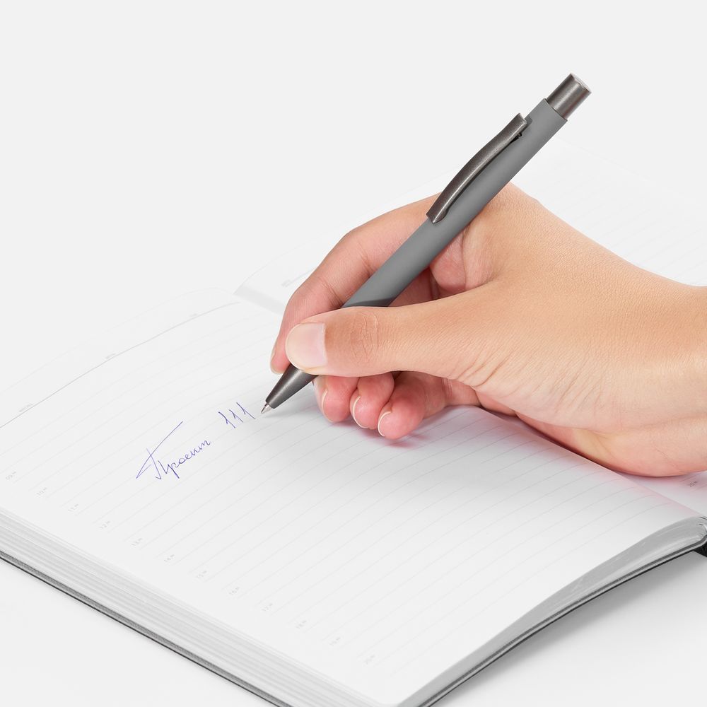 Ручка шариковая Atento Soft Touch, серая — изображение 5