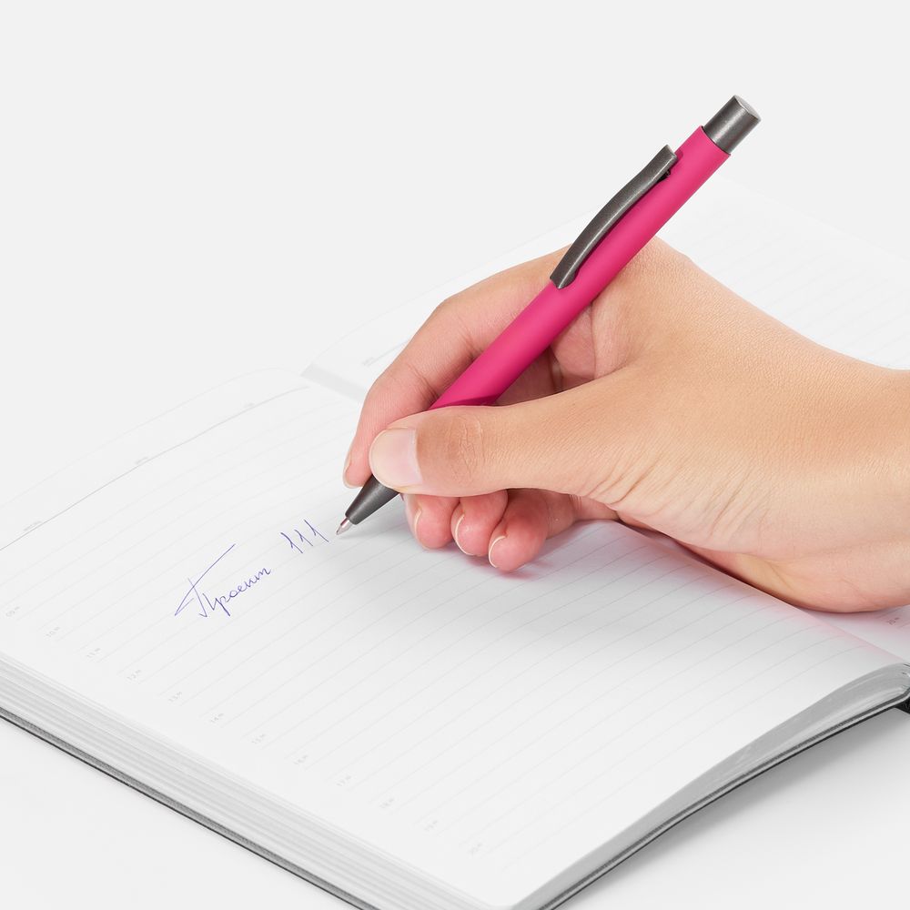 Ручка шариковая Atento Soft Touch, розовая — изображение 5