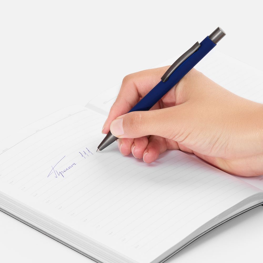 Ручка шариковая Atento Soft Touch, темно-синяя — изображение 5