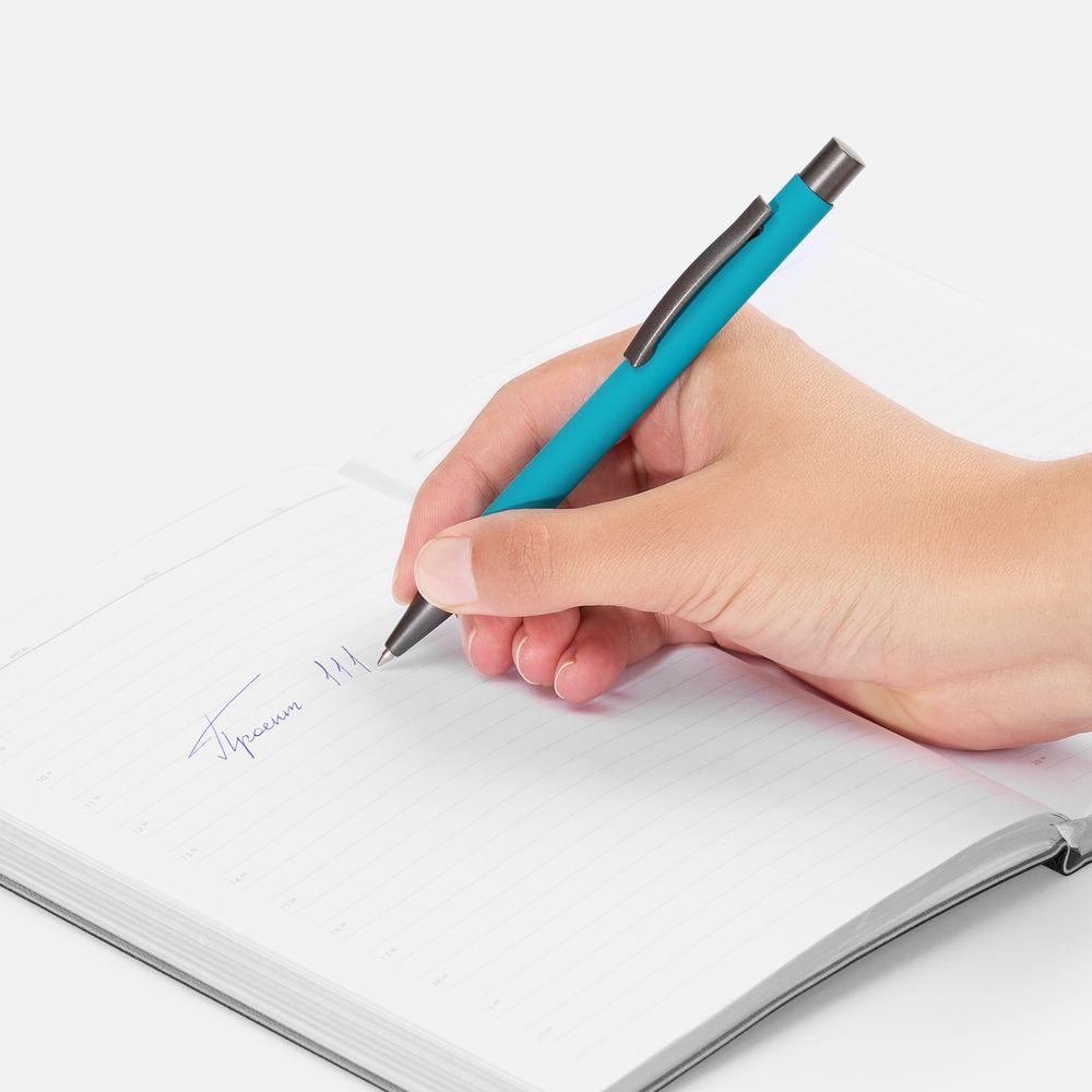Ручка шариковая Atento Soft Touch, бирюзовая — изображение 5