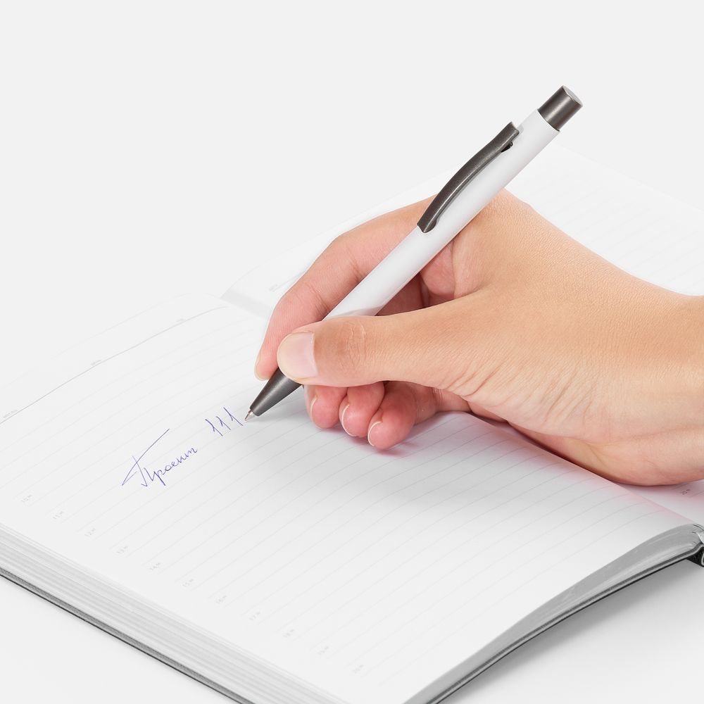 Ручка шариковая Atento Soft Touch, белая — изображение 5