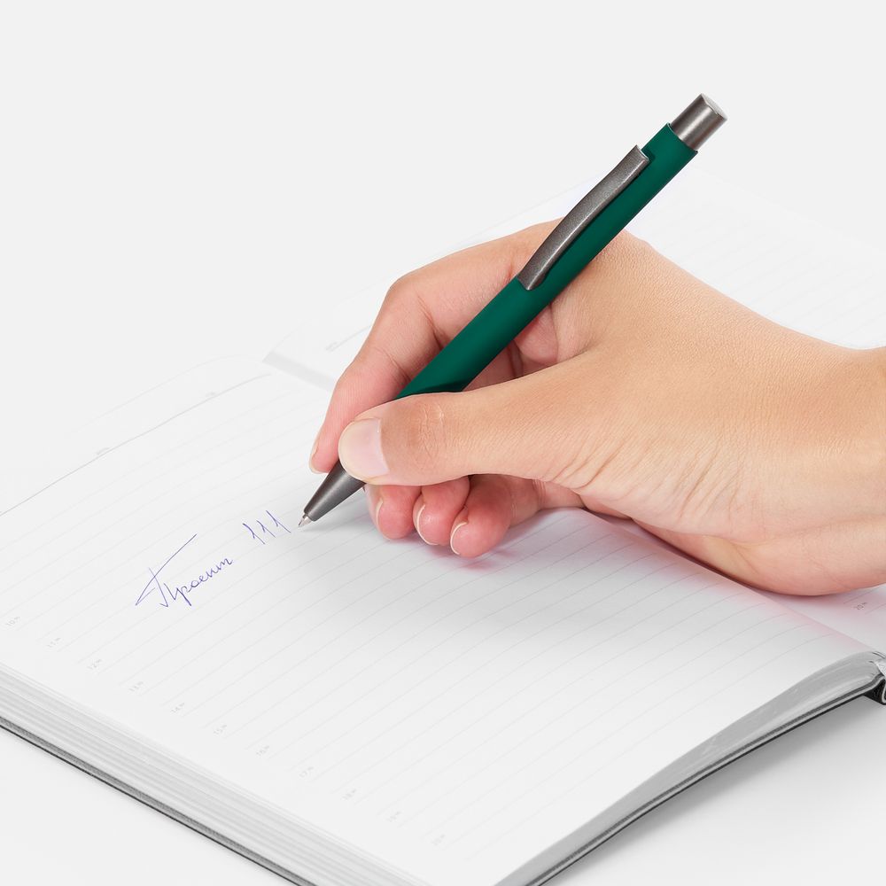 Ручка шариковая Atento Soft Touch, зеленая — изображение 5