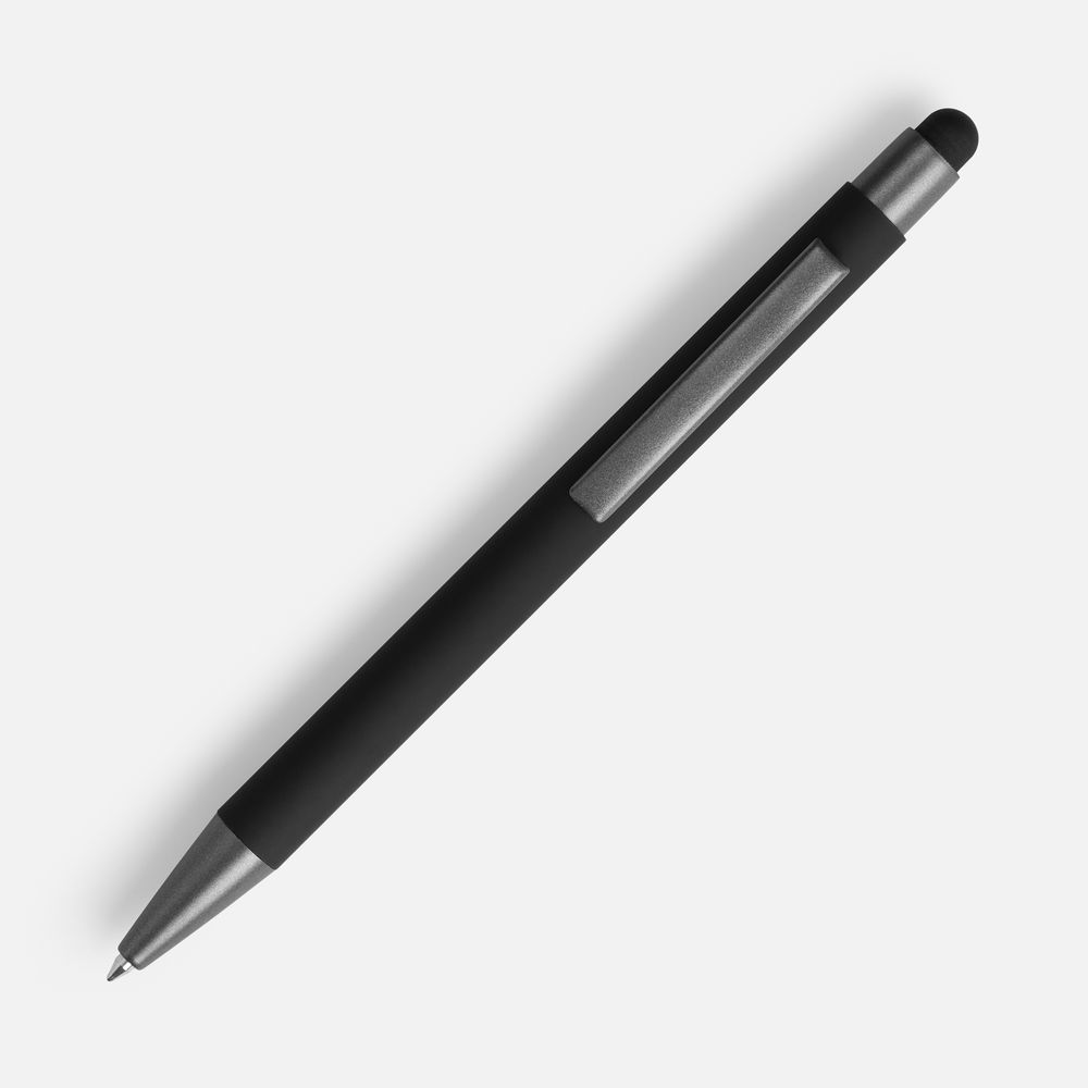 Ручка шариковая Atento Soft Touch Stylus со стилусом, черная — изображение 3