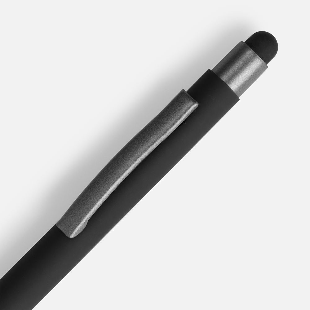 Ручка шариковая Atento Soft Touch Stylus со стилусом, черная — изображение 4