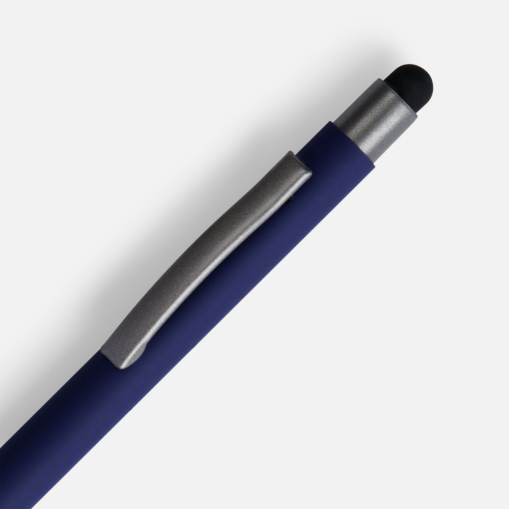 Ручка шариковая Atento Soft Touch со стилусом, темно-синяя — изображение 4