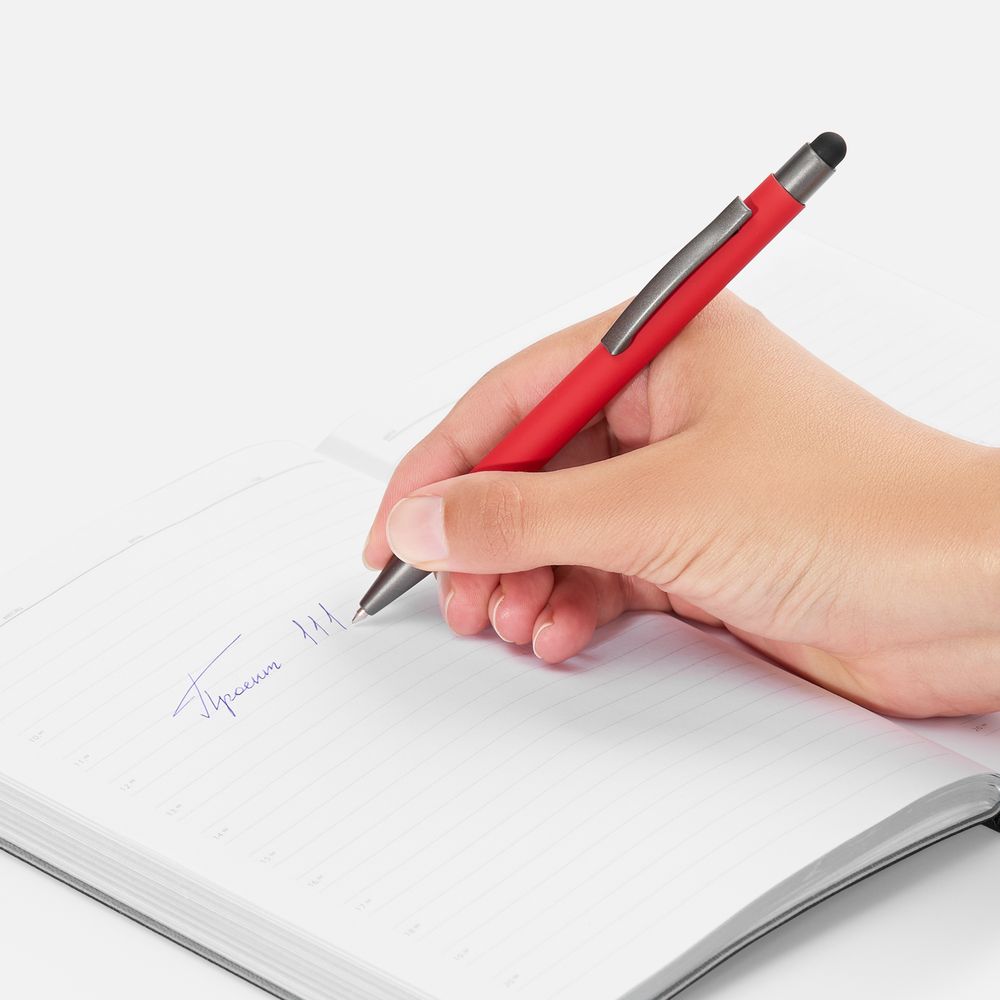 Ручка шариковая Atento Soft Touch со стилусом, красная — изображение 5