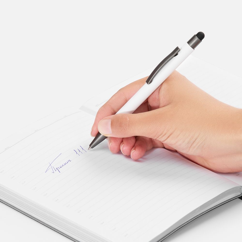 Ручка шариковая Atento Soft Touch со стилусом, белая — изображение 5