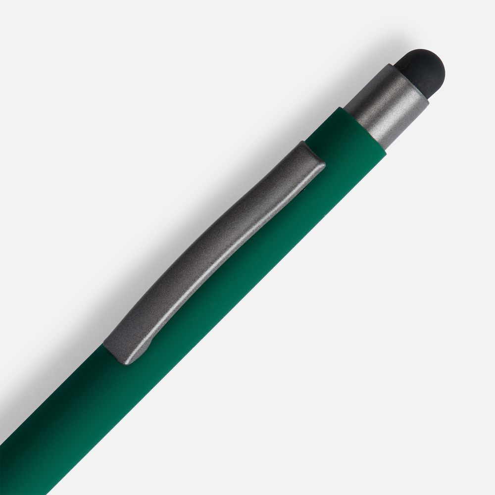 Ручка шариковая Atento Soft Touch со стилусом, зеленая — изображение 4