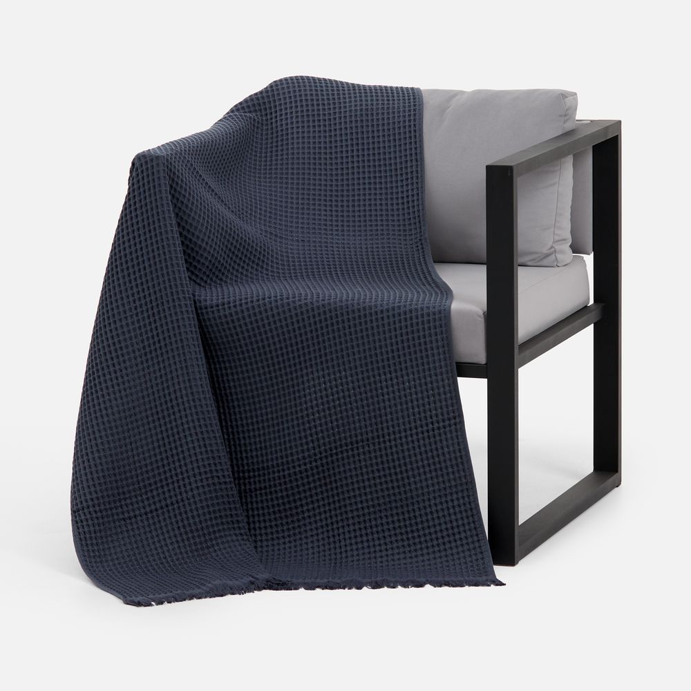 Плед вафельный Elenglect, темно-серый — изображение 5