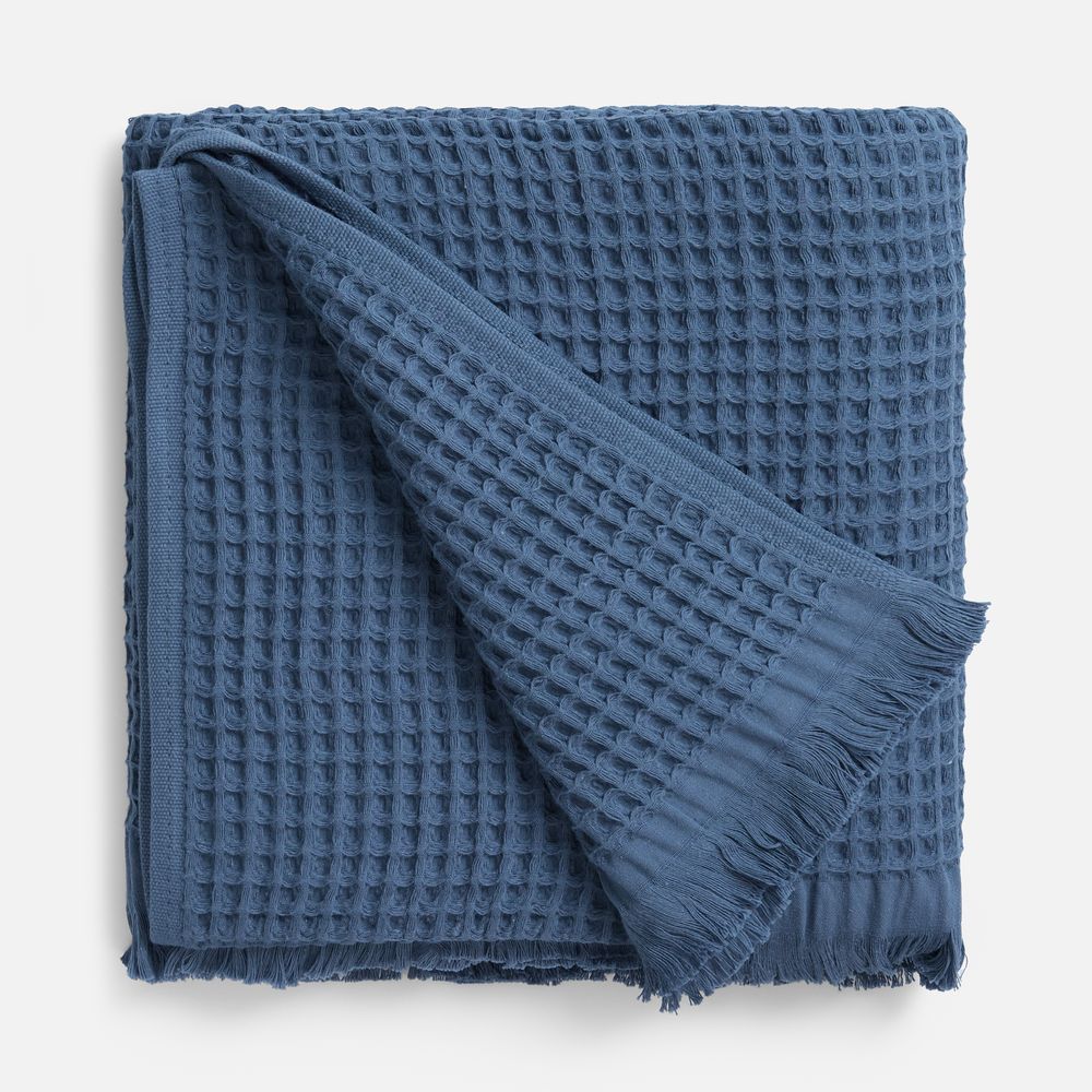 Плед вафельный Elenglect, темно-синий — изображение 3