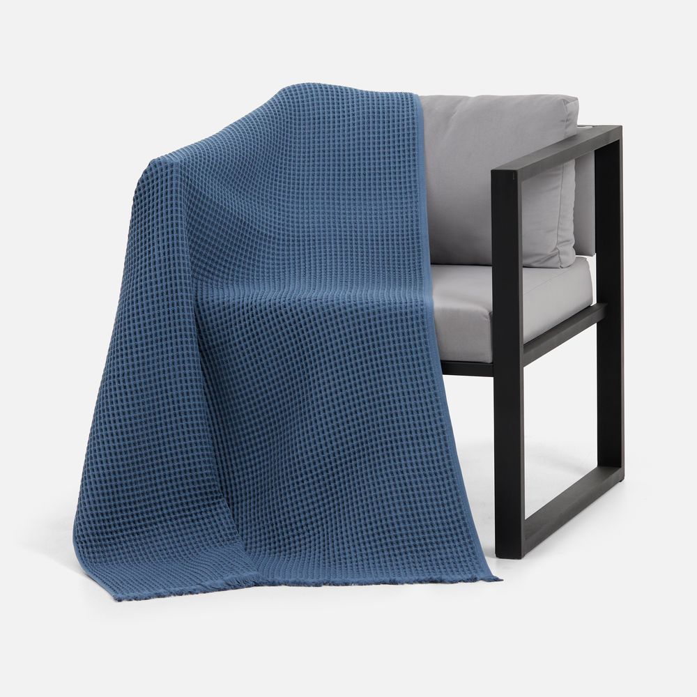 Плед вафельный Elenglect, темно-синий — изображение 5