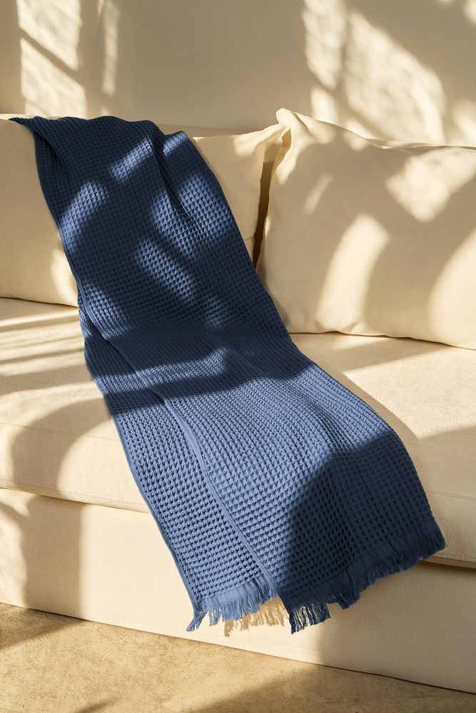 Плед вафельный Elenglect, темно-синий — изображение 7