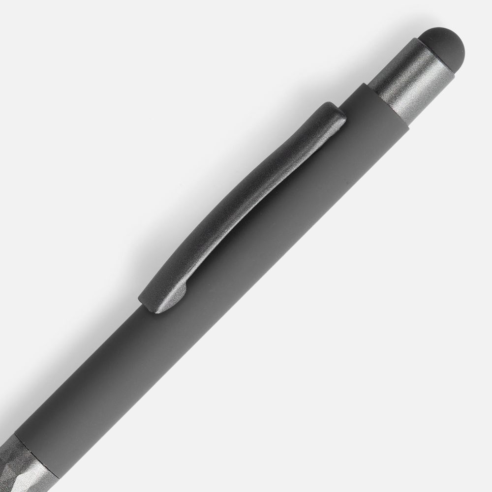 Ручка шариковая Digit Soft Touch со стилусом, серая — изображение 4