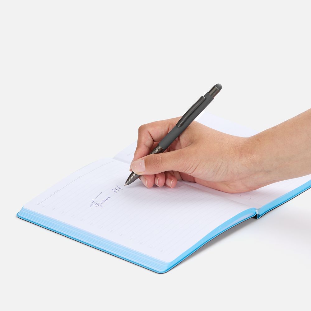 Ручка шариковая Digit Soft Touch со стилусом, серая — изображение 5