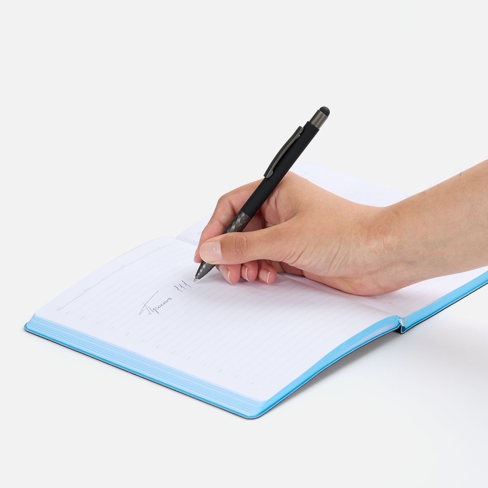 Ручка шариковая Digit Soft Touch со стилусом, черная — изображение 5