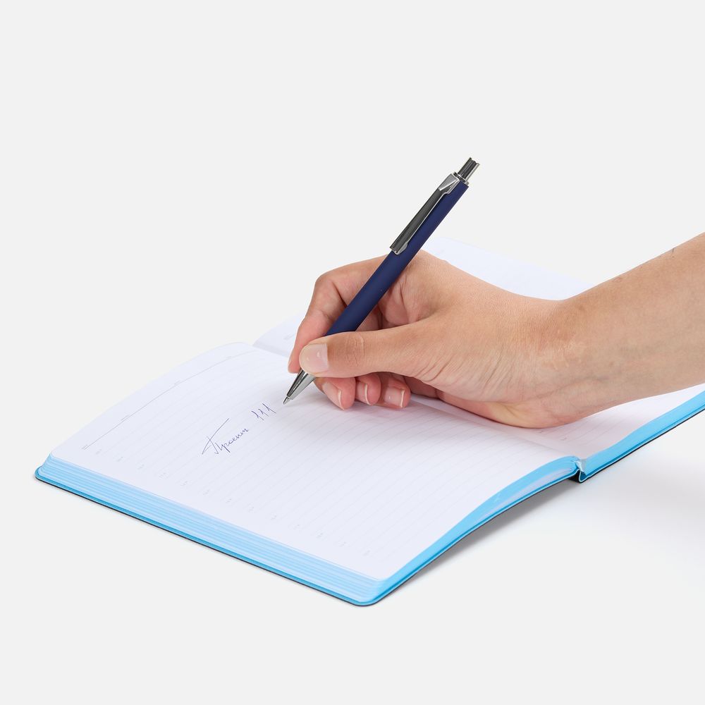 Ручка шариковая Lobby Soft Touch Chrome, синяя — изображение 5