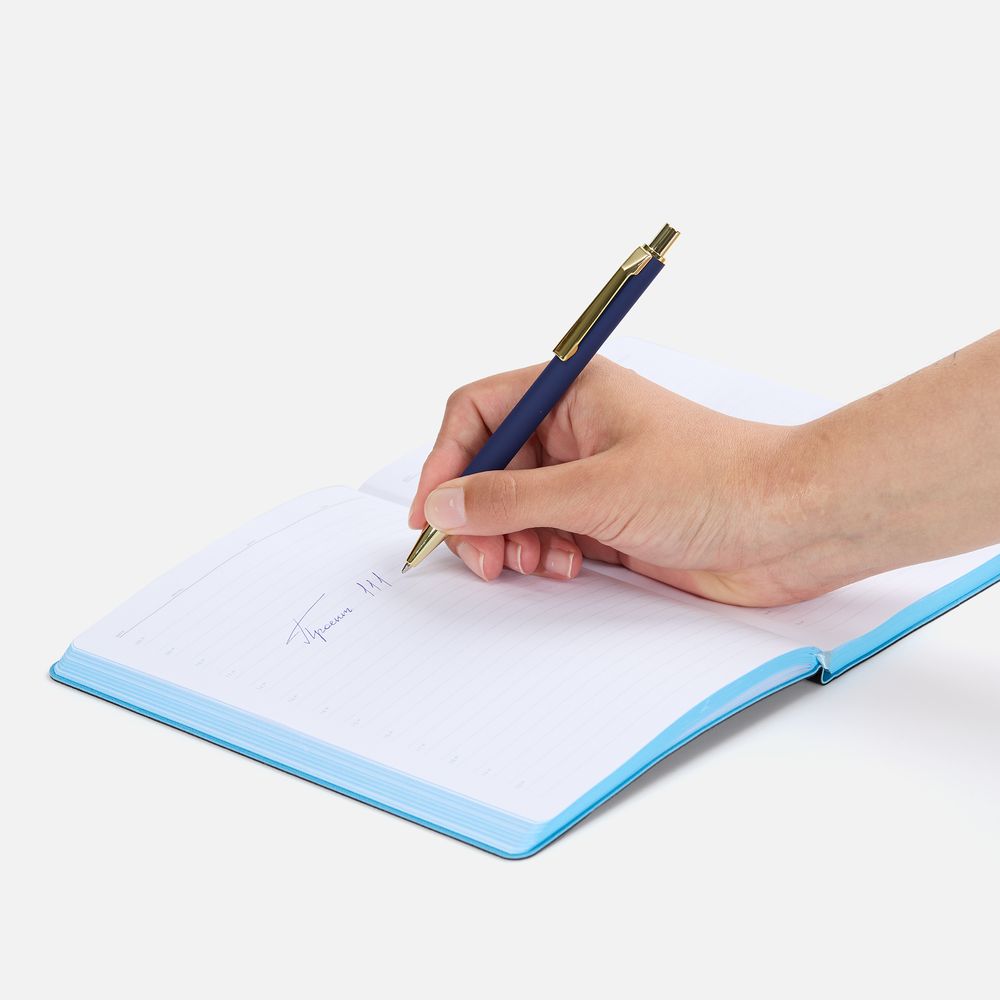 Ручка шариковая Lobby Soft Touch Gold, синяя — изображение 5