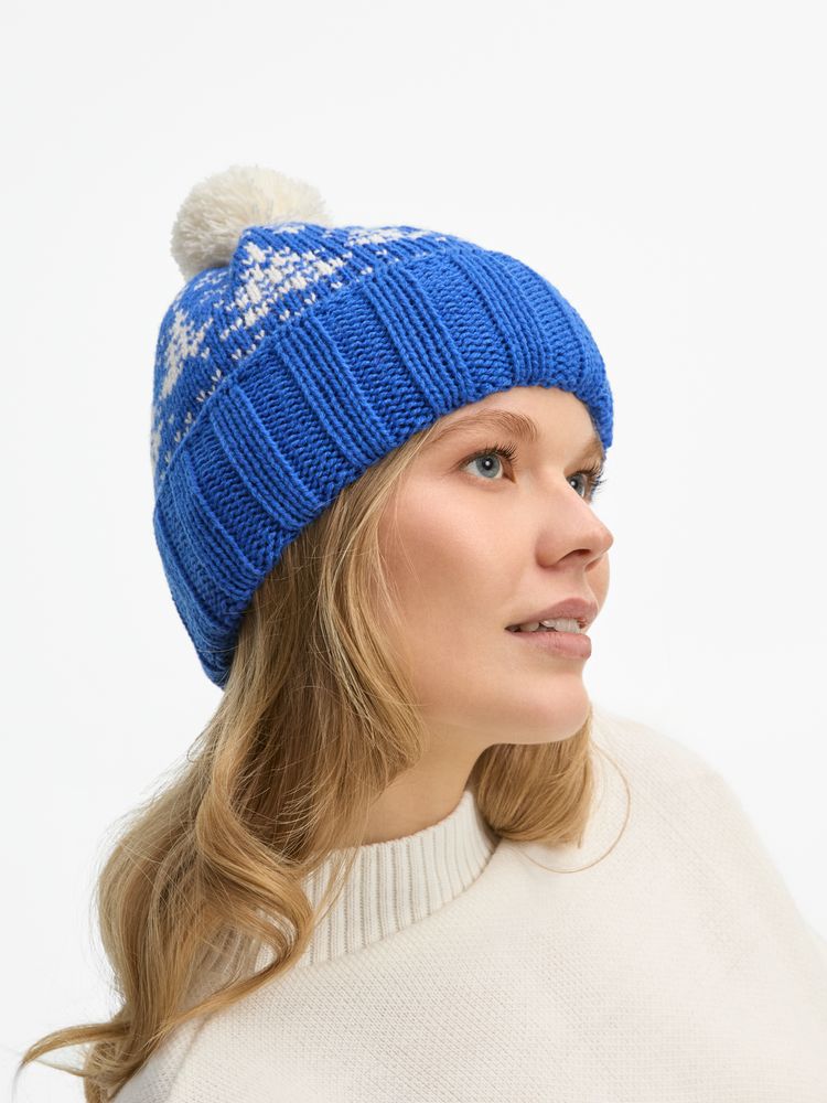 Шапка Holidale, синяя с молочным — изображение 6