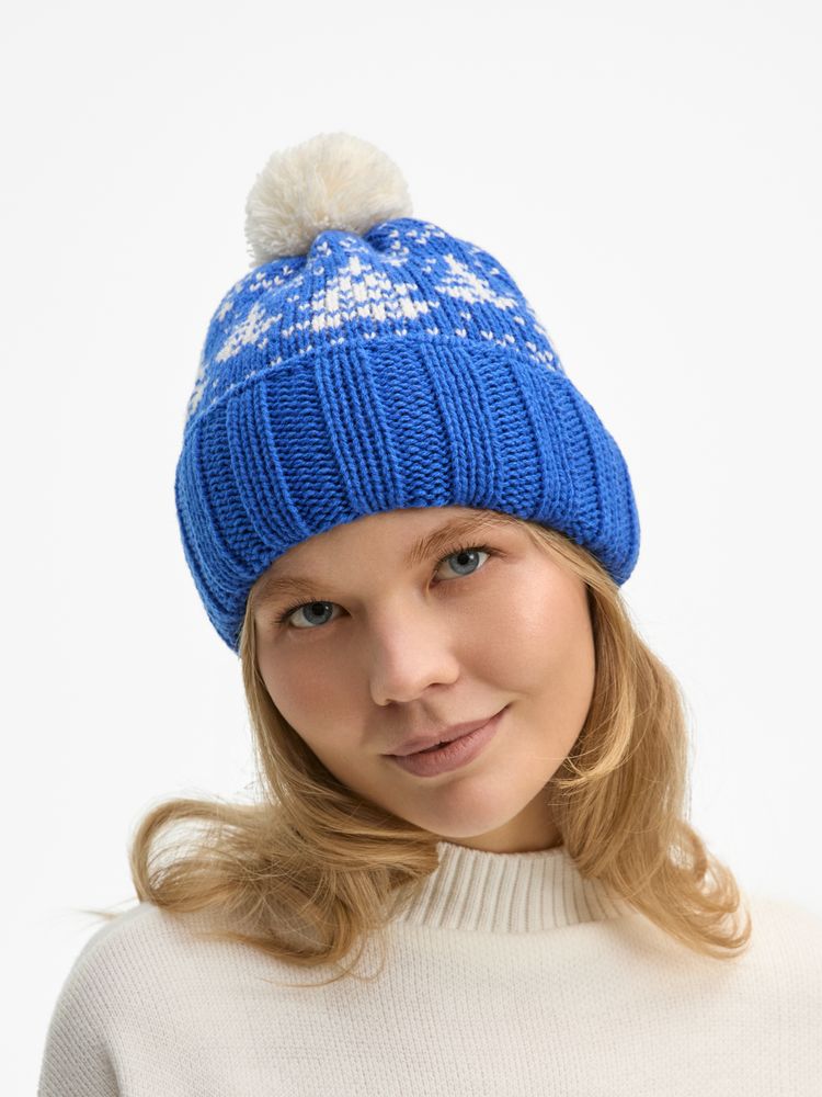 Шапка Holidale, синяя с молочным — изображение 5