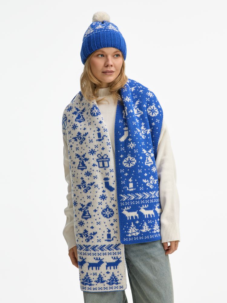 Шапка Holidale, синяя с молочным — изображение 9