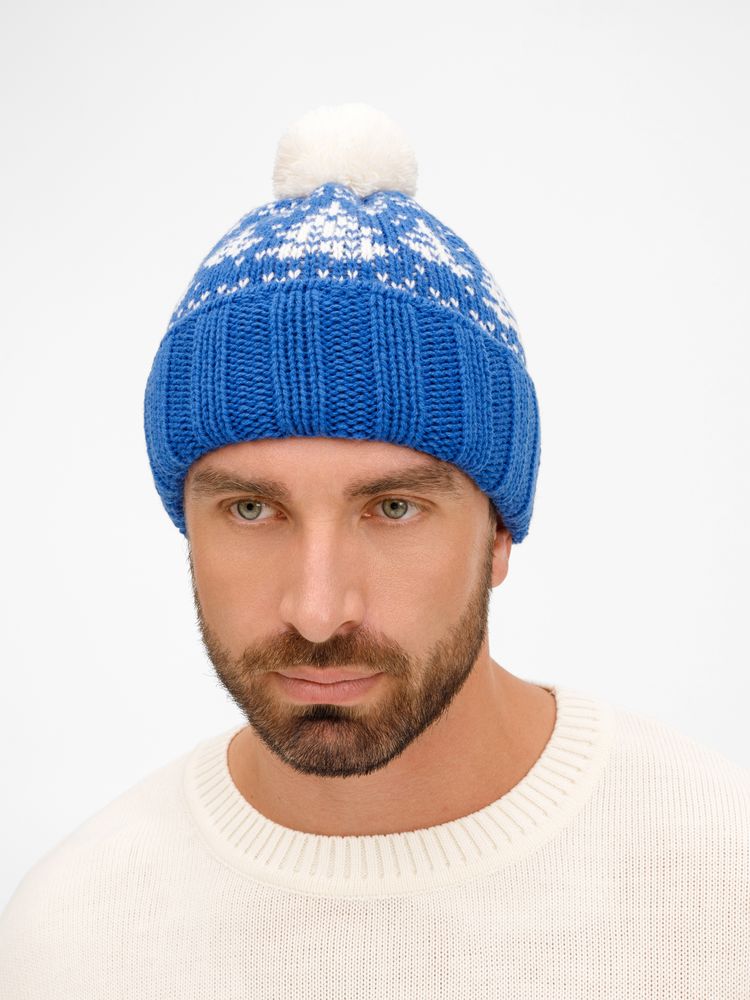 Шапка Holidale, синяя с молочным — изображение 8