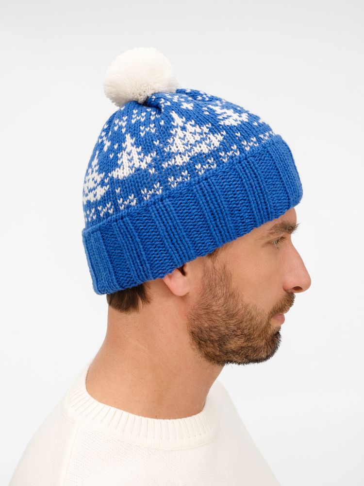 Шапка Holidale, синяя с молочным — изображение 7