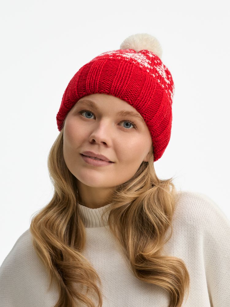 Шапка Holidale, красная с молочным — изображение 6
