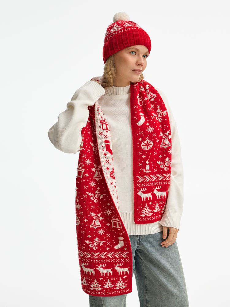 Шапка Holidale, красная с молочным — изображение 9