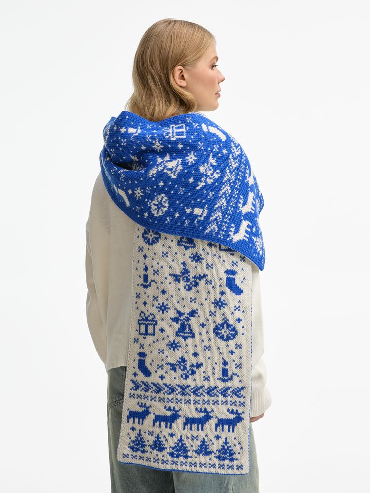 Шарф Holidale, синий с молочным — изображение 6