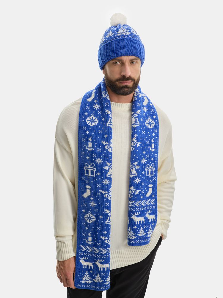 Шарф Holidale, синий с молочным — изображение 8