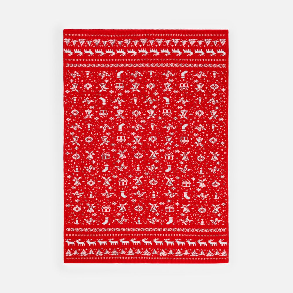 Плед Holidale, красный с молочным — изображение 5