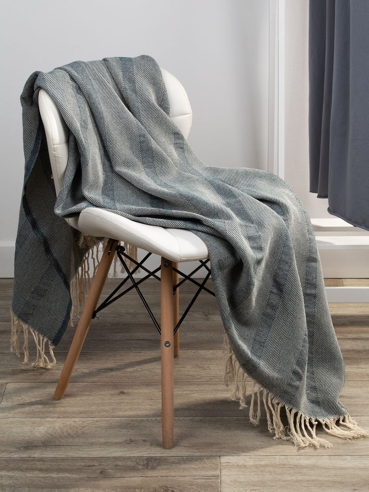 Плед «Сенеж», серо-синий — изображение 7