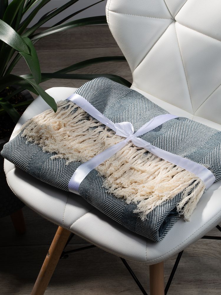 Плед «Сенеж», серо-синий — изображение 8