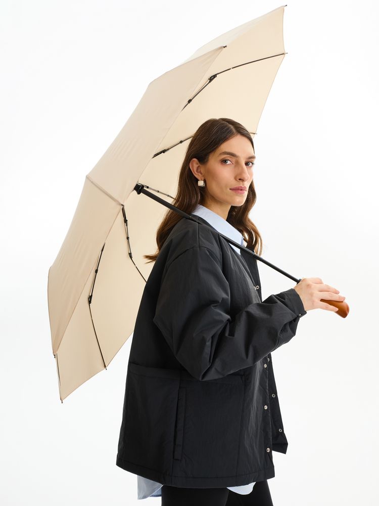 Зонт складной Cloudburst в подарочной упаковке, бежевый — изображение 9