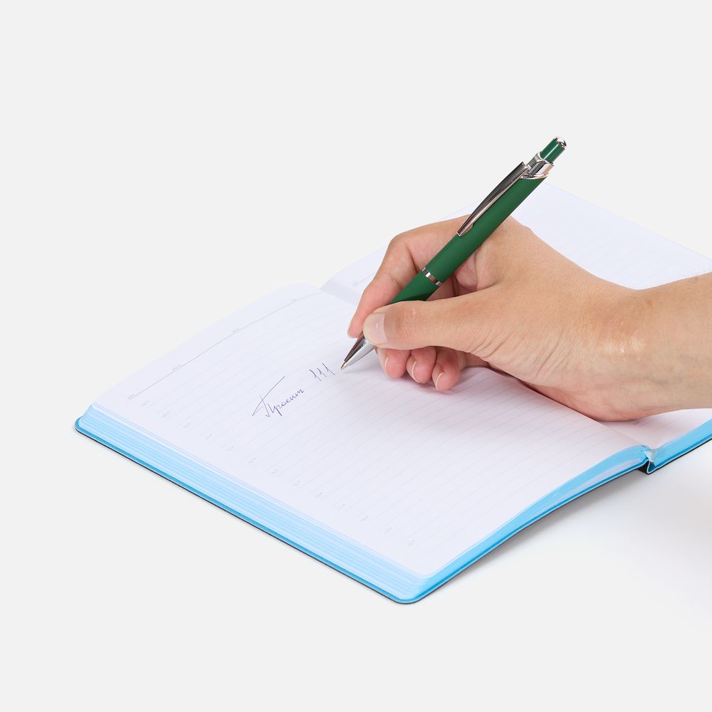 Ручка шариковая Chromos Soft Touch, зеленая — изображение 5