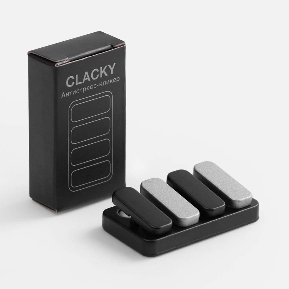 Антистресс-кликер Clacky, черный с серебристым — изображение 7
