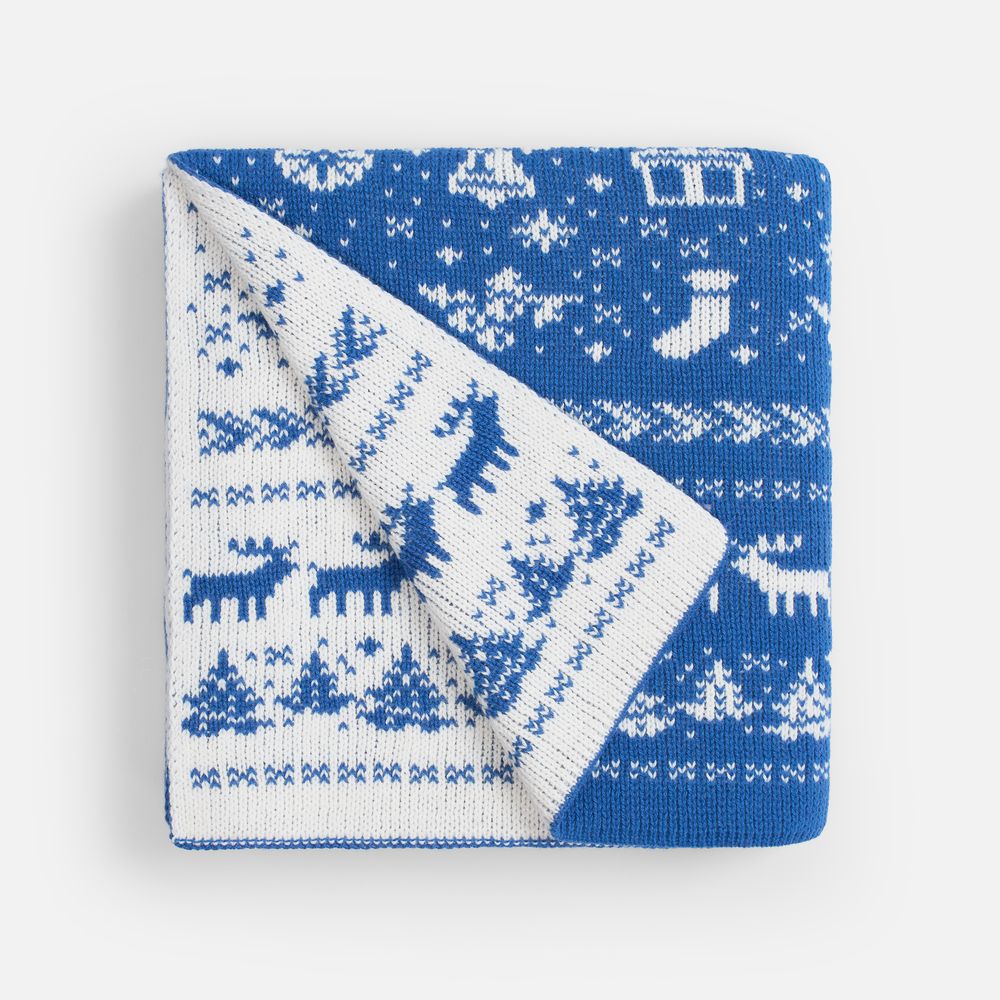 Плед Holidale, синий с молочным — изображение 3