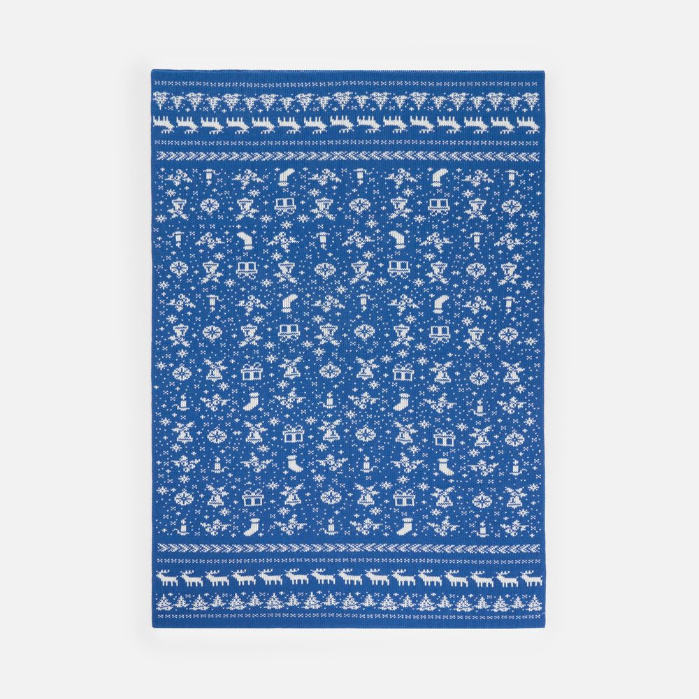 Плед Holidale, синий с молочным — изображение 5