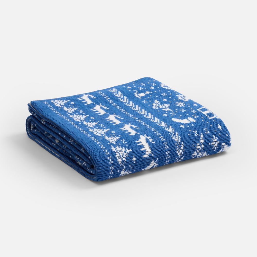 Плед Holidale, синий с молочным — изображение 4