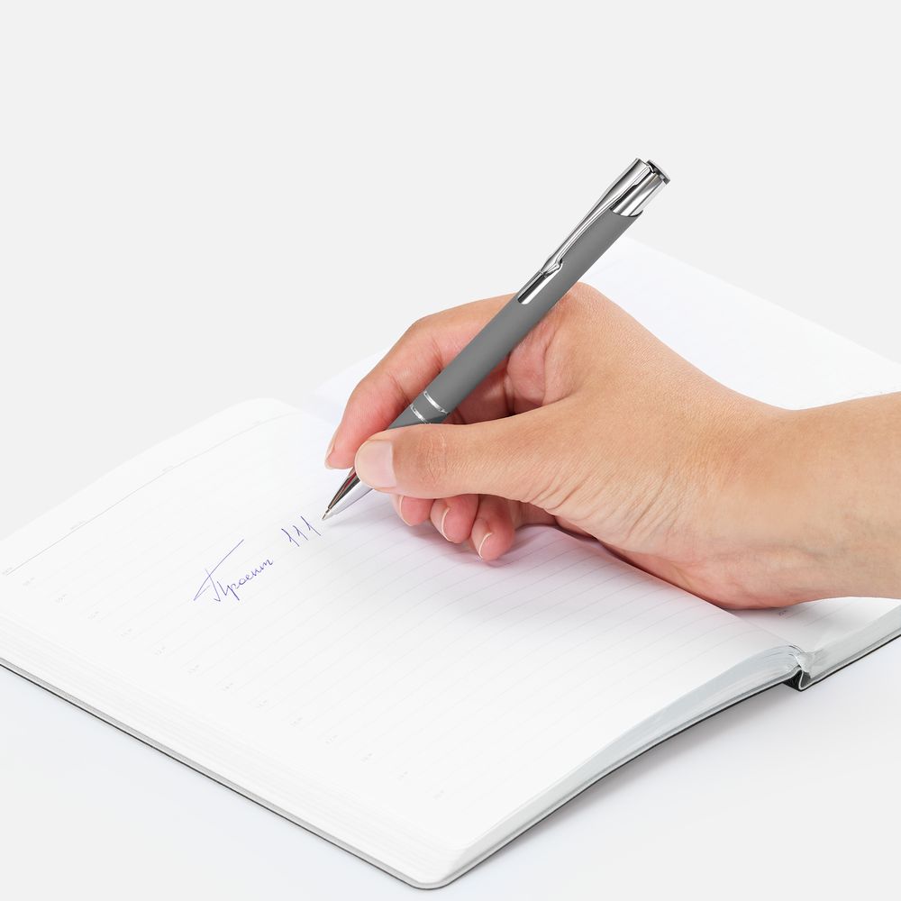 Ручка шариковая Keskus Soft Touch, серая — изображение 5