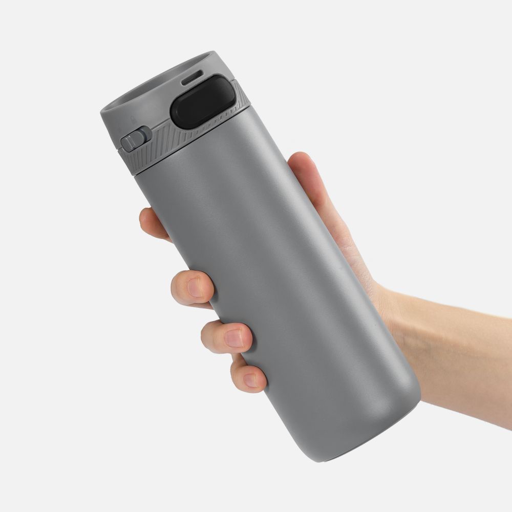 Термостакан X1 с цветной кнопкой, серый с черным — изображение 5